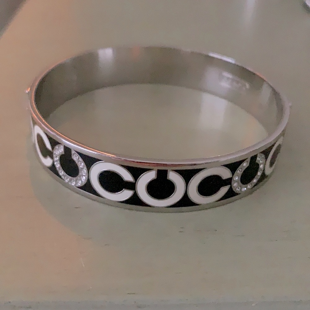 Coach silver and black bangle
